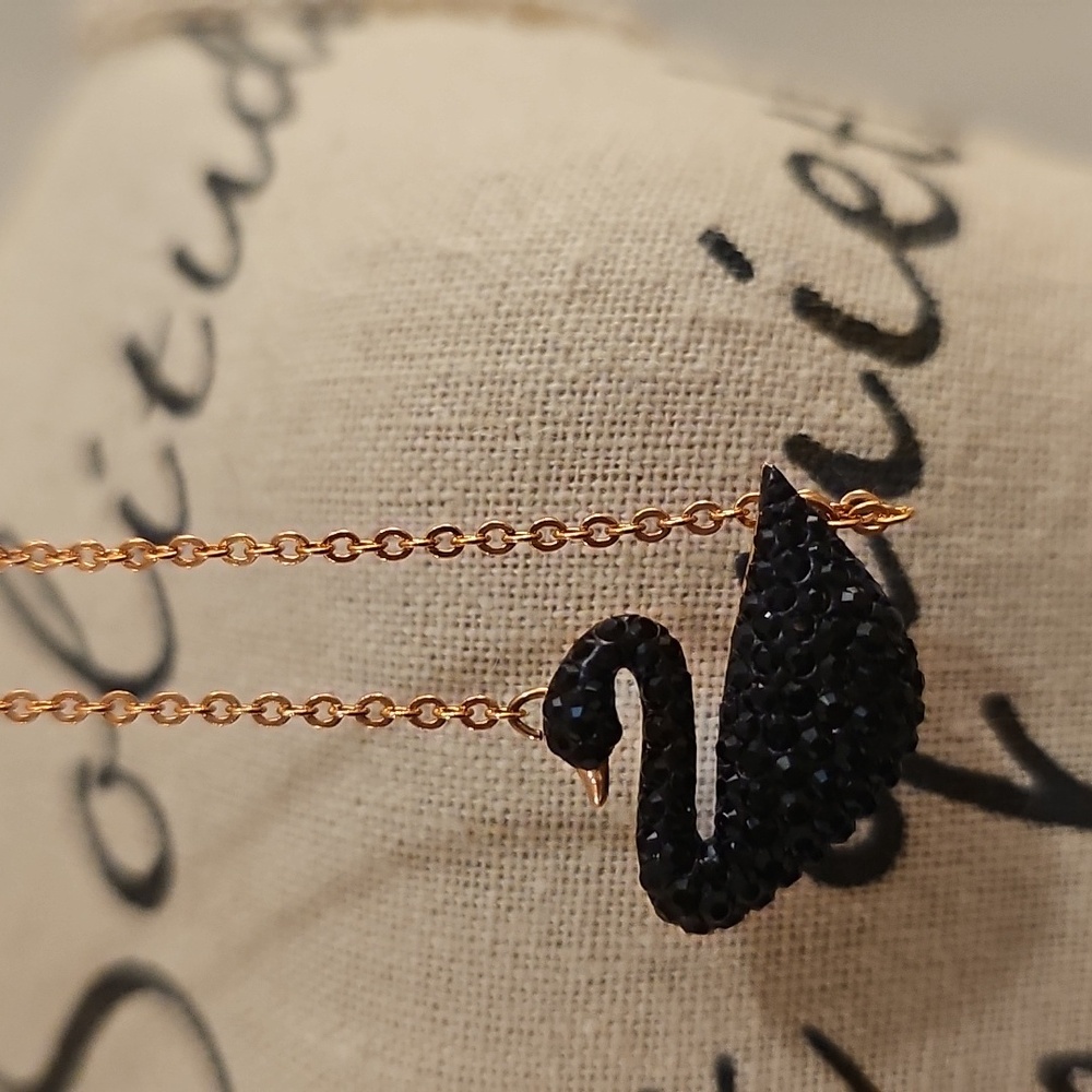 Swarovski Iconic Swan, Women's Pendant Necklace, With Black Crystals